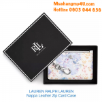 LAUREN RALPH LAUREN Nappa Leather Zip Card Case - COLOR: SUR MER CR