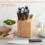 KitchenAid® Cla ssic 12-Piece Block Set with Built-in Knife Sharpener, Natural.