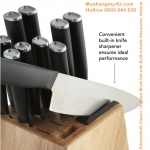 KitchenAid® Cla ssic 12-Piece Block Set with Built-in Knife Sharpener, Natural.