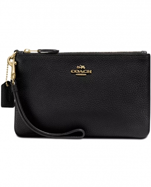 COACH Small Wristlet in Polished Pebble Leather