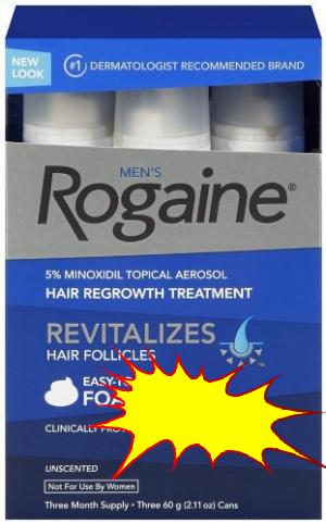 Rogaine for Men Hair Regrowth Treatment, 5% Minoxidil Topical Aerosol, Easy-to-Use Foam, 2.11 Ounce