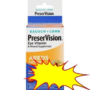 Bausch & Lomb PreserVision Eye Vitamin And Mineral Supplement With Lutein, Soft Gels, 50ct