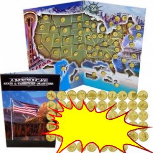 Gold Plated State Quarters Collection w/ Folder