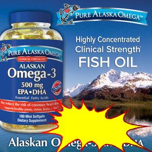 Pure Alaska Omega-3 500 mg. EPA & DHA, 180 Softgels