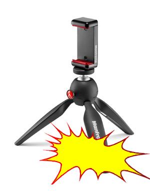 Manfrotto PIXI Tripod with GoPro Mount and Phone Clamp
