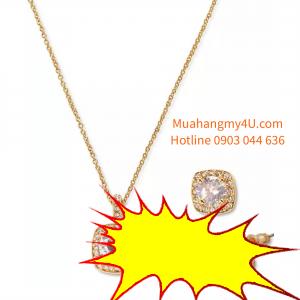14K Gold-Plate 2-Pc. Set Cubic Zirconia Halo Pendant Necklace and Matching Stud Earrings