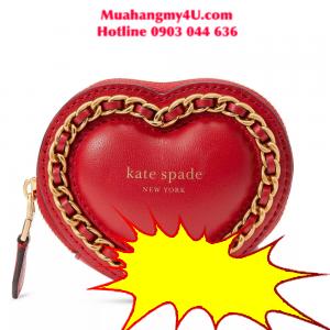 KATE SPADE NEW YORK Amour Puffy Smooth Leather 3D Heart Coin Purse